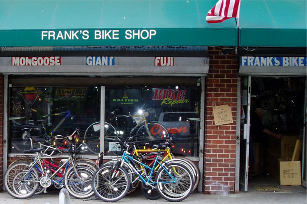 Storefront of Franks Bike Shop in New York