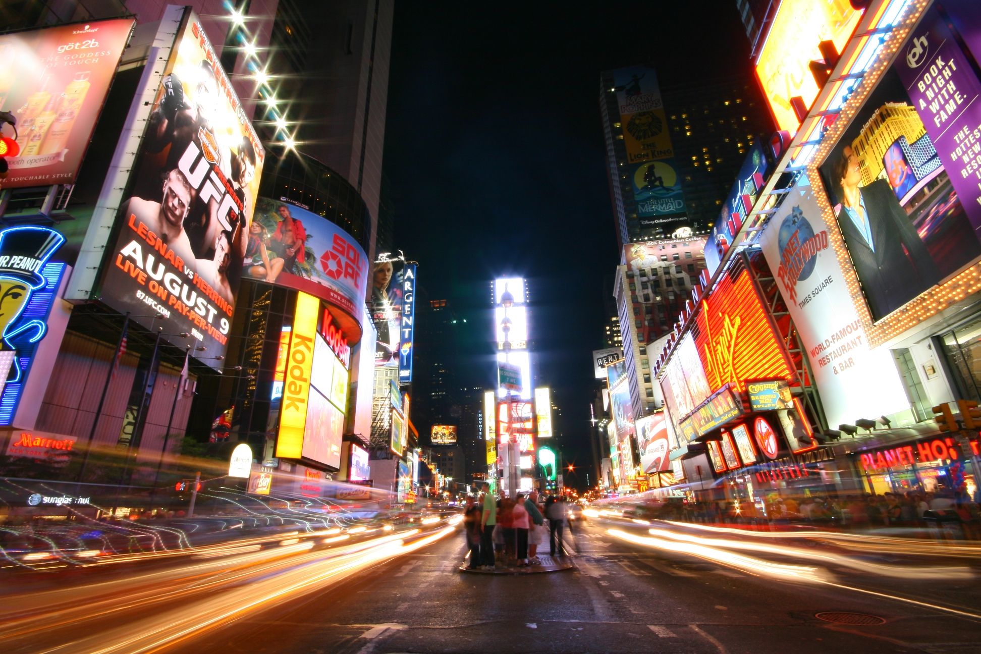 New York night tour on a panoramic bus
