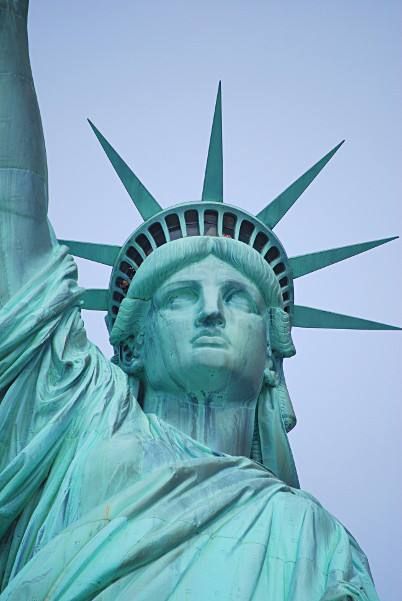 Close-up portrait of the Statue of Liberty