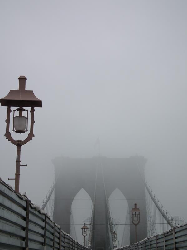 Brooklyn Bridge in the fog