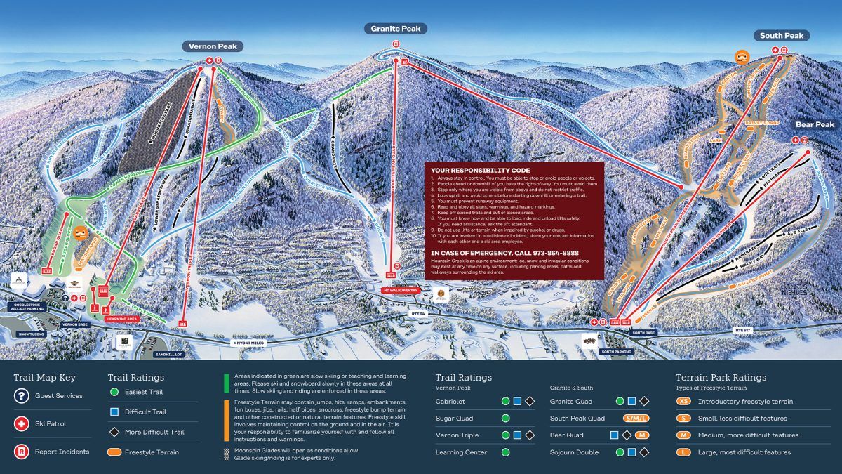 Mountain Creek ski resort trail map