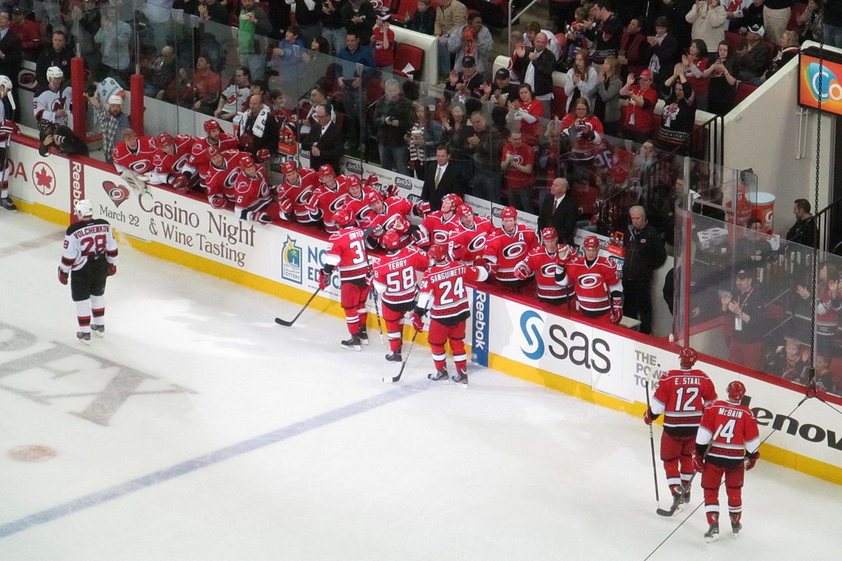 Ice hockey game between New Jersey Devils and Carolina Hurricanes