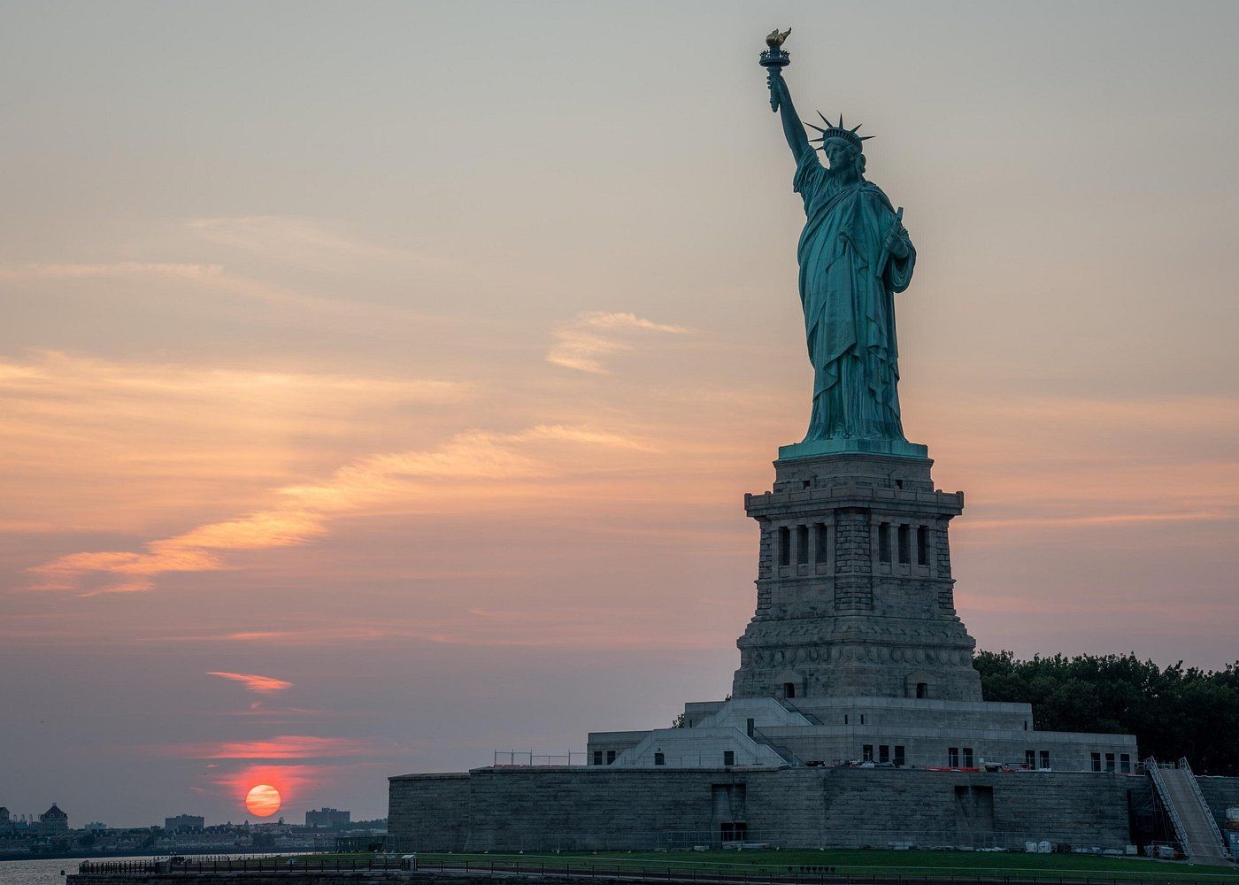 Statue of Liberty at sunset