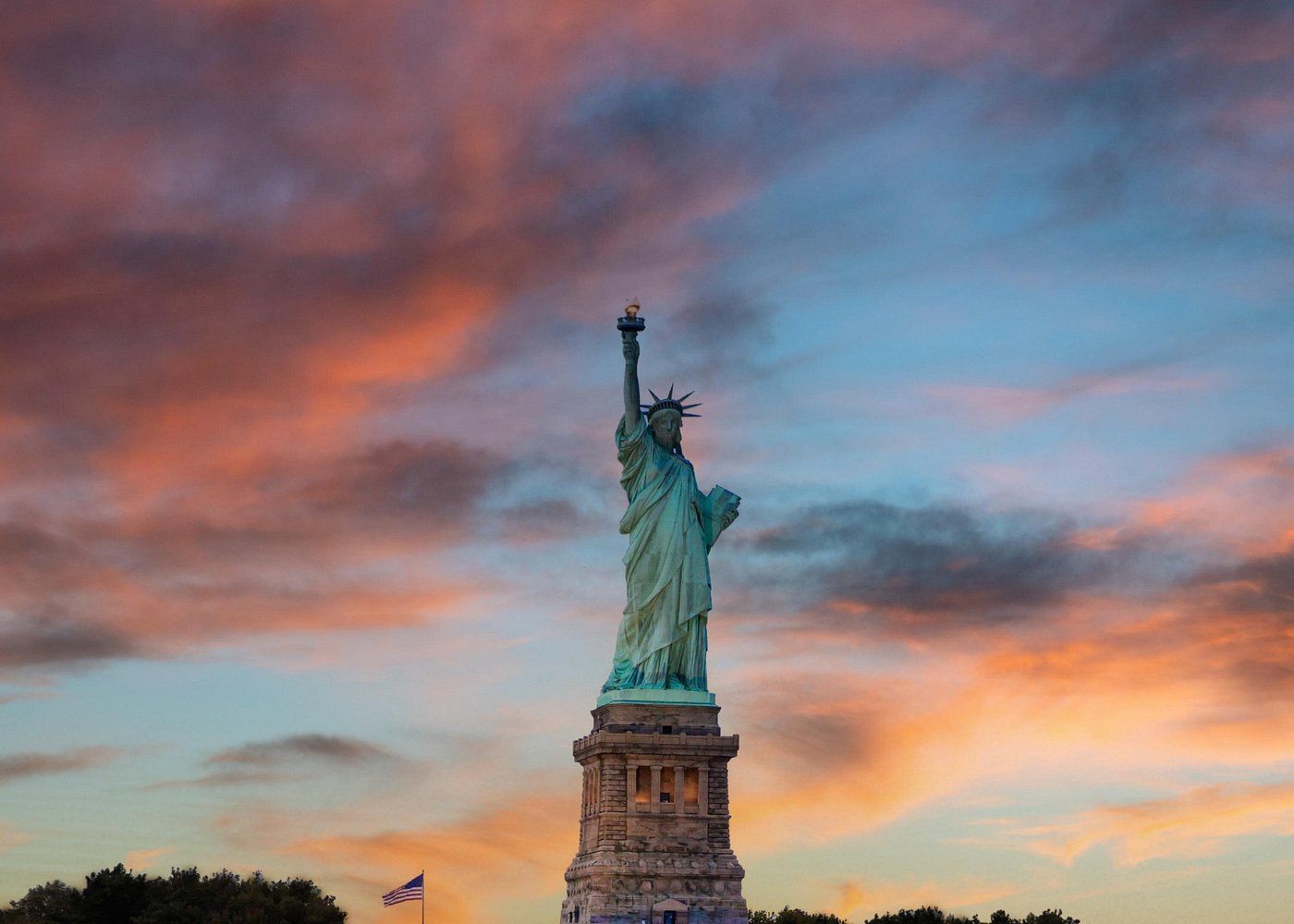 Statue of Liberty at sunset